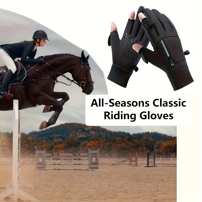 Gants de pêche d'hiver imperméables M, gants coupe-vent à deux doigts rabattables pour hommes, protection chaude pour la pêche. - 9