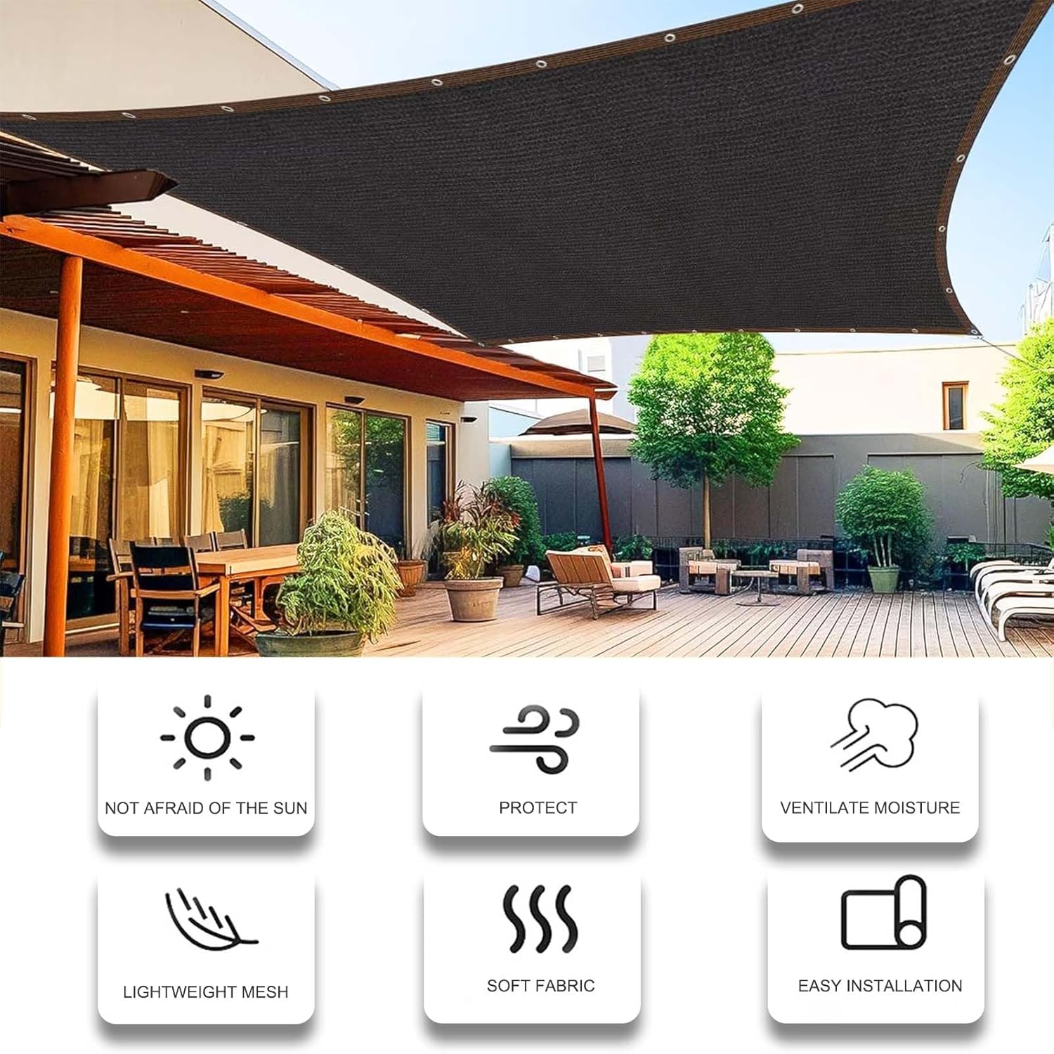 Filet anti-pollution noir Ojales avec protection UV, adapté aux gazebos, jardins, serres et espaces extérieurs, 5 x 6 mètres. - 3