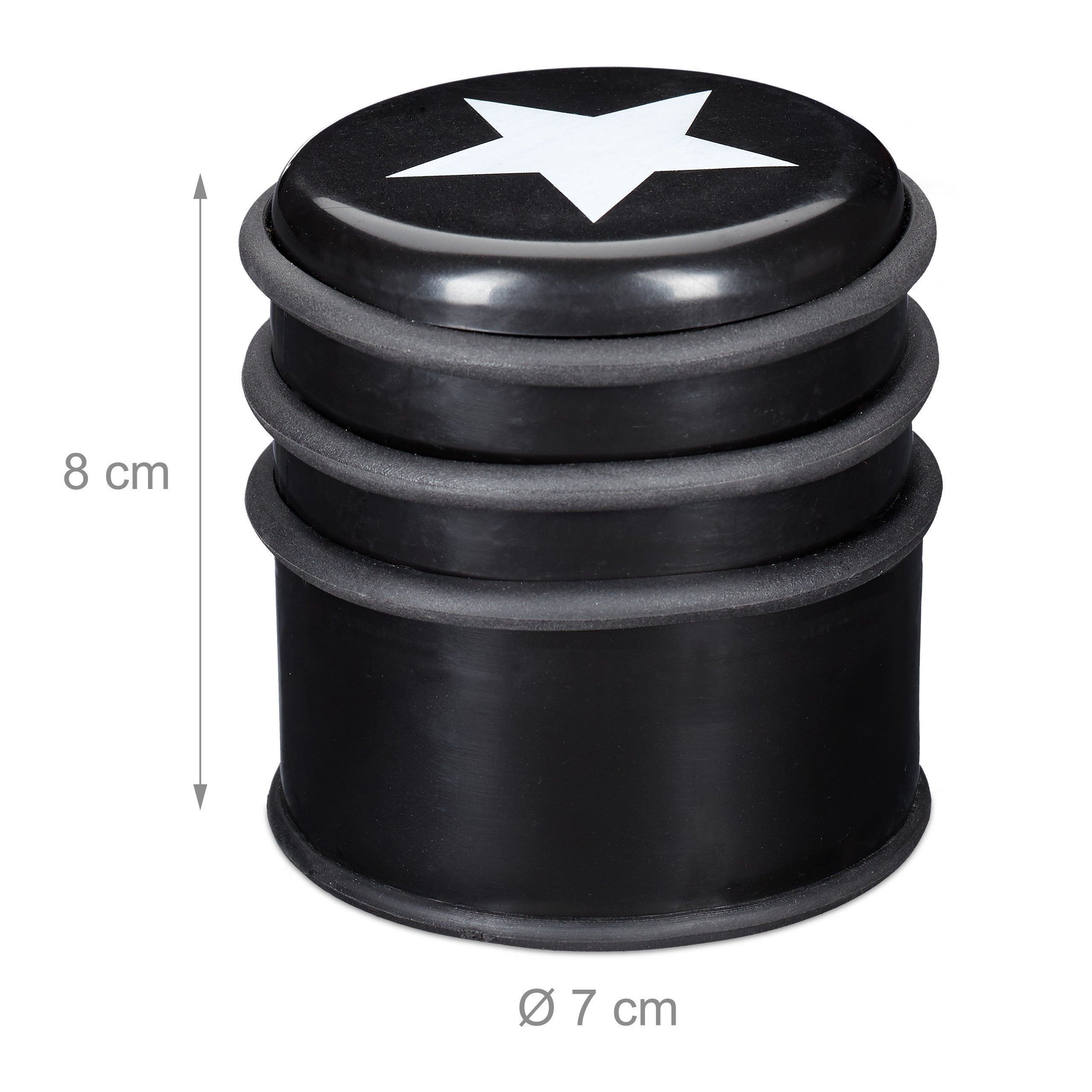 4x Fermaporta a Pavimento, Blocca Porte e Finestre, Grande, con Stella, 8 cm di Altezza, Nero - 4