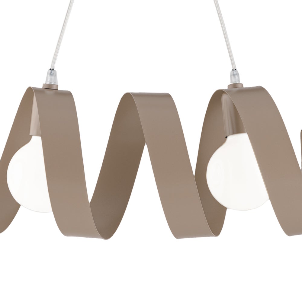 Helix Suspension en fer laqué gris tourterelle mat avec câble électrique réglable 2 lumières L. 54 X 20 BL141-2-TO - 4