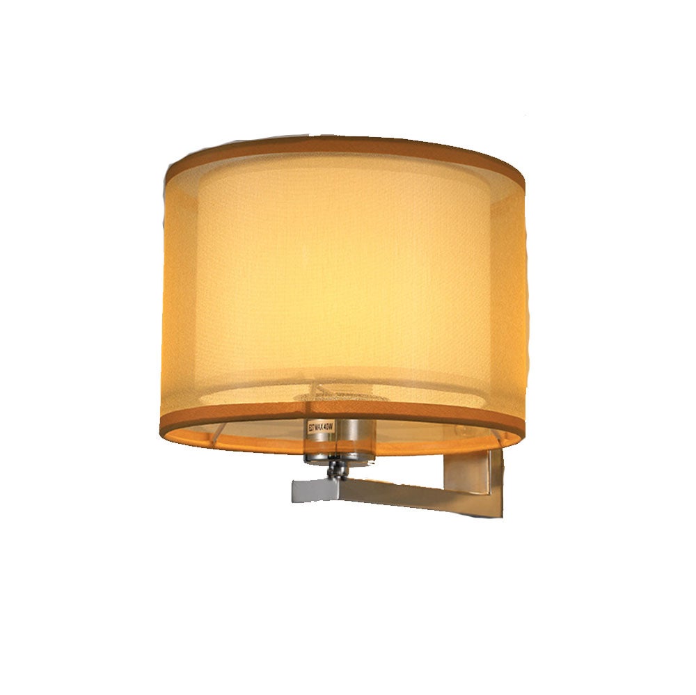 Kinkiet do salonu, gabinetu, korytarza przy łóżku, prosty nowoczesny kinkiet, klosz chromowany + tiul (w zestawie żarówka LED ciepła)