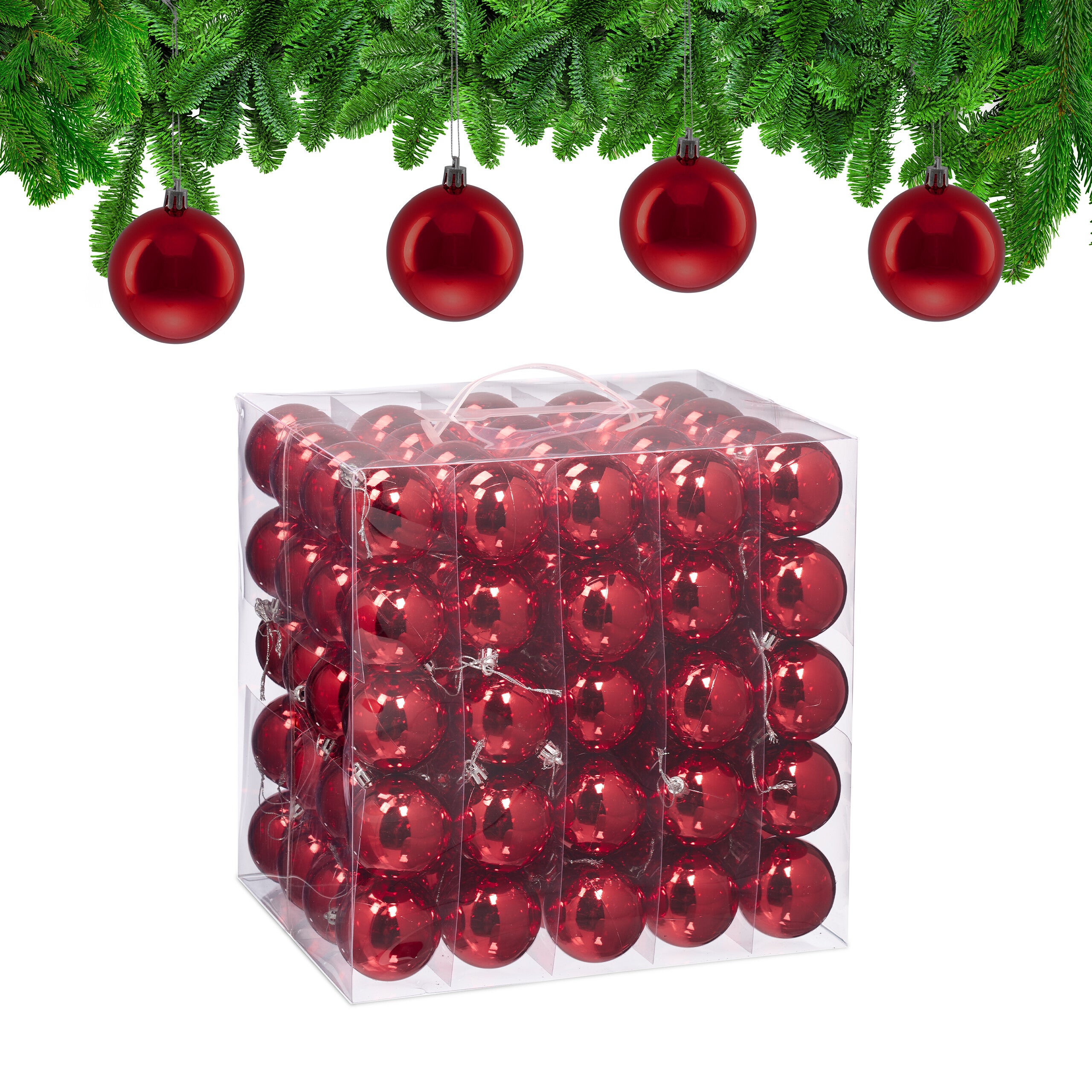 Boules De Noël Relaxdays - Lot De 100, Plastique Argenté, Diamètre 6 Cm - Mates, Brillantes Et Pailletées