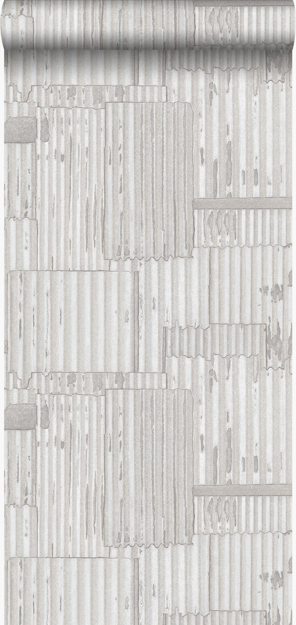 Tapeta blachy faliste przemysłowe 3D złamanej bieli - 53 cm x 10.05 m - ORIGIN