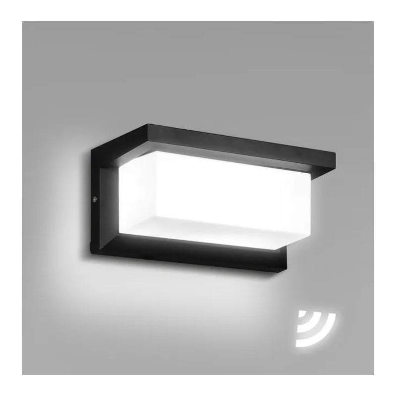 Nowoczesna lampa ścienna do użytku wewnątrz i na zewnątrz z czujnikiem ruchu, wodoodporna, IP65, oświetlenie ścienne LED 18 W, zimna biel – 1 szt.