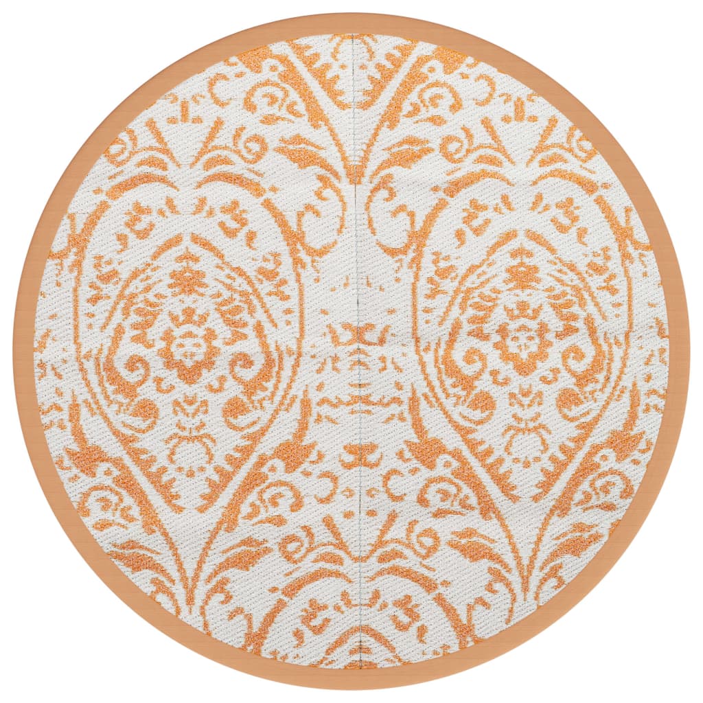 Alfombra de exterior | alfombra de jardín pp naranja y blanco ø120 cm cfw310778