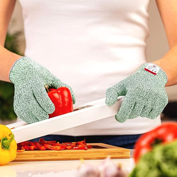 Gants anti-coupure – 100 % alimentaire, protection niveau 5, ambidextres, verts.XL*26cm - 3