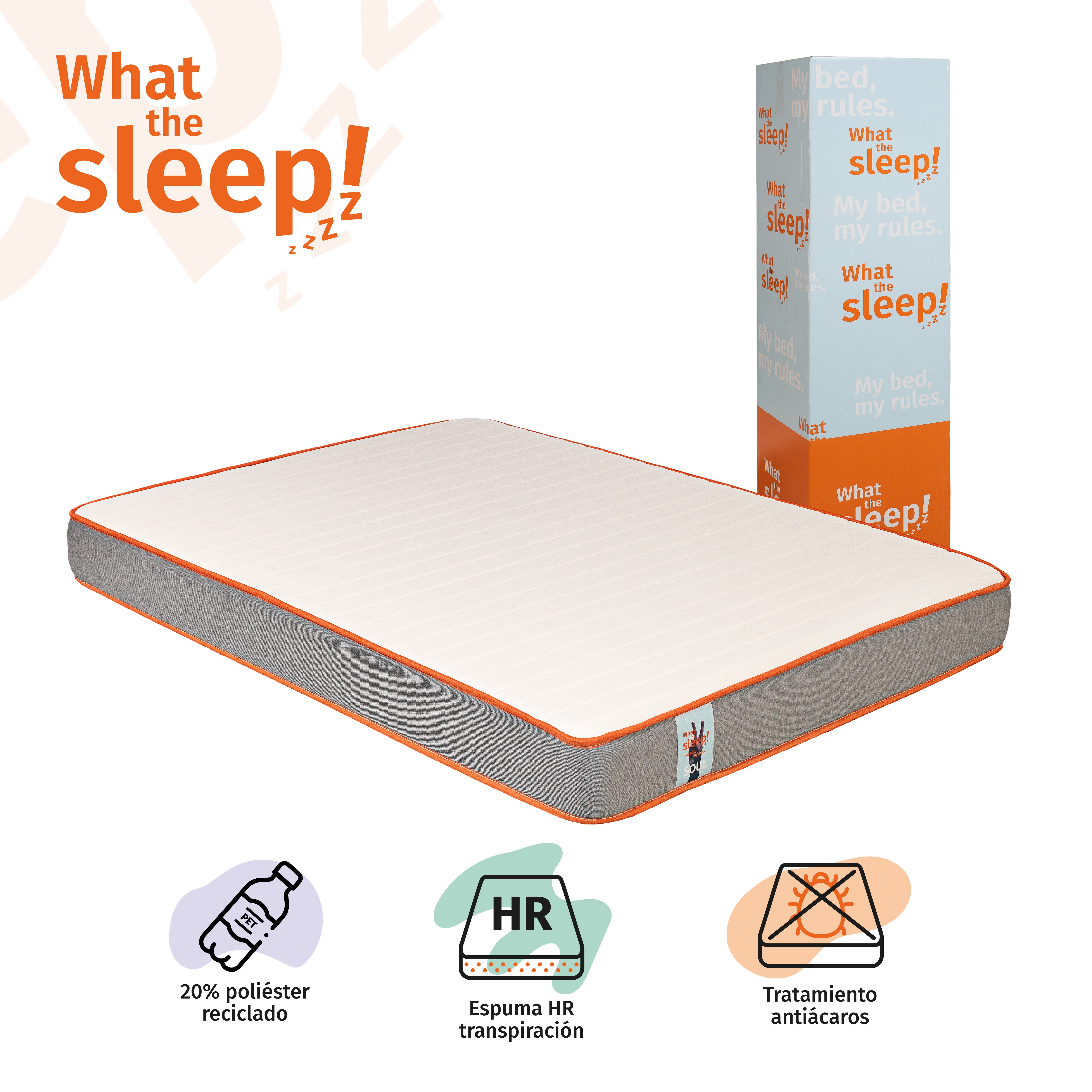 Pack Colchón Viscoelástico 90x190cm y canapé juvenil | ENVIO Y MONTAJE INCLUIDO | WHAT THE SLEEP Soul | Blanco - 7