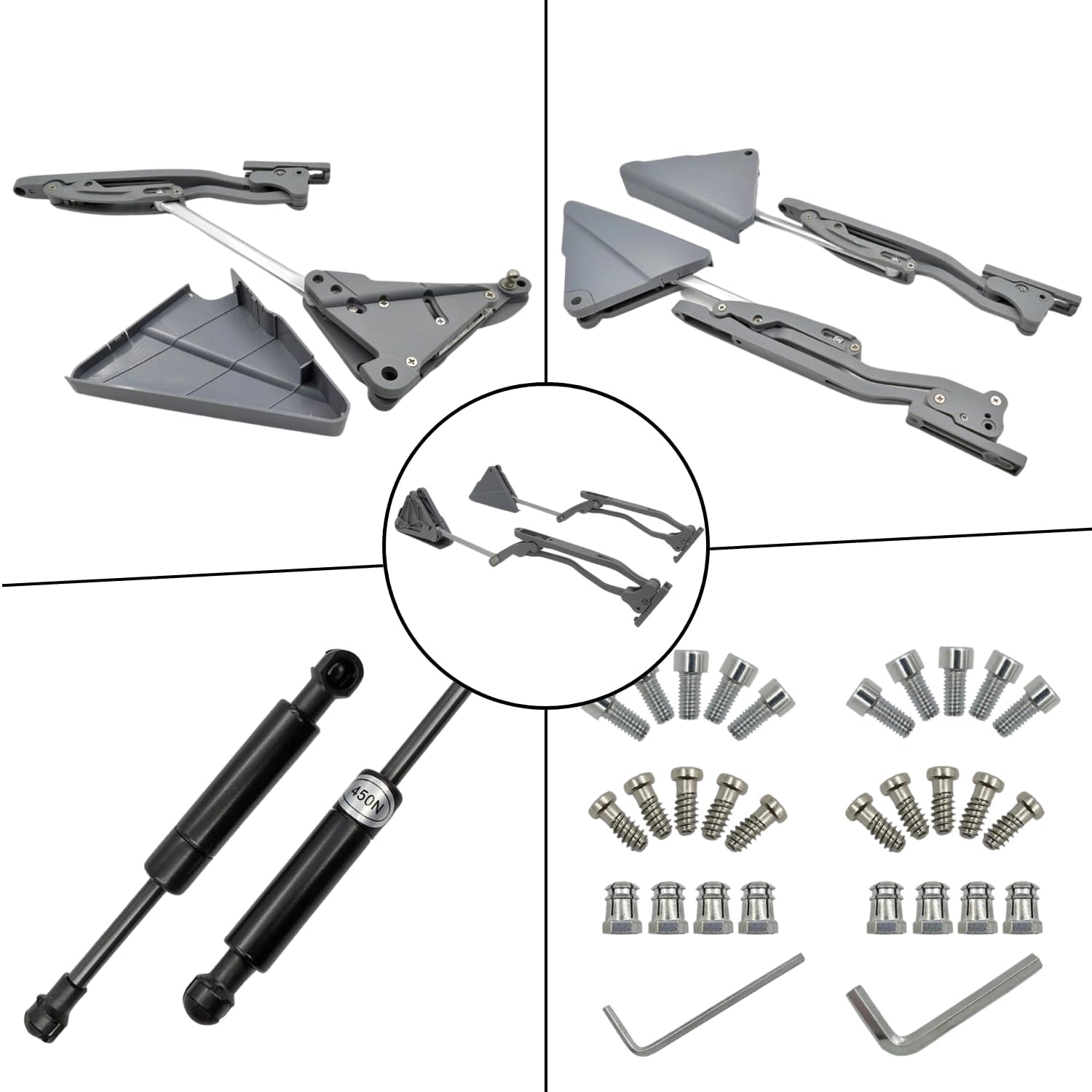 Mecanismo de Abertura para Porta Dupla Basculante com Amortecedor - DOUBLE DOOR 90° com Parada Livre e Fechamento Suave - Para Módulo de 450-600 mm. - 2