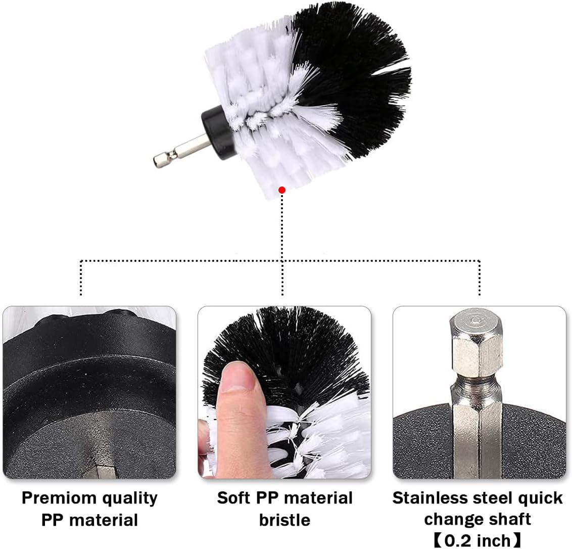 Brosse Nettoyage Perceuse 4 pièces, Brosse pour Perceuse Voiture, Brosse pour Perceuse Brosse Nettoyage, pour Carrelage Baignoire Toilettes Blanc - 4