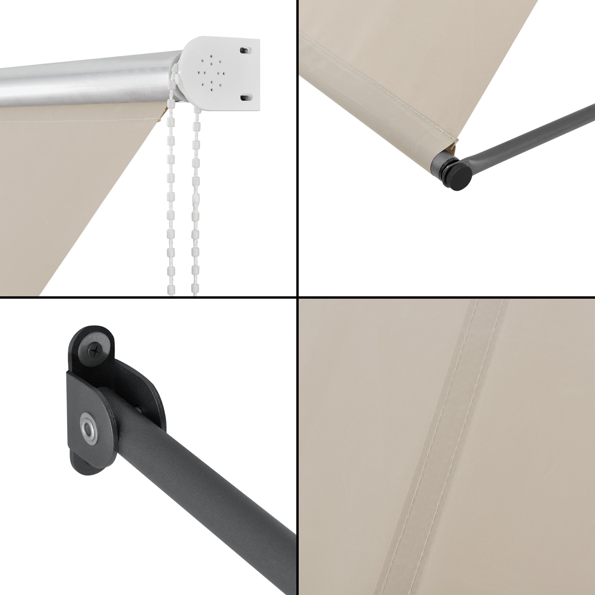 Toldo de aço extensível para terraço exterior Málaga 250 x 120 cm - Bege [pro.tec] - 6