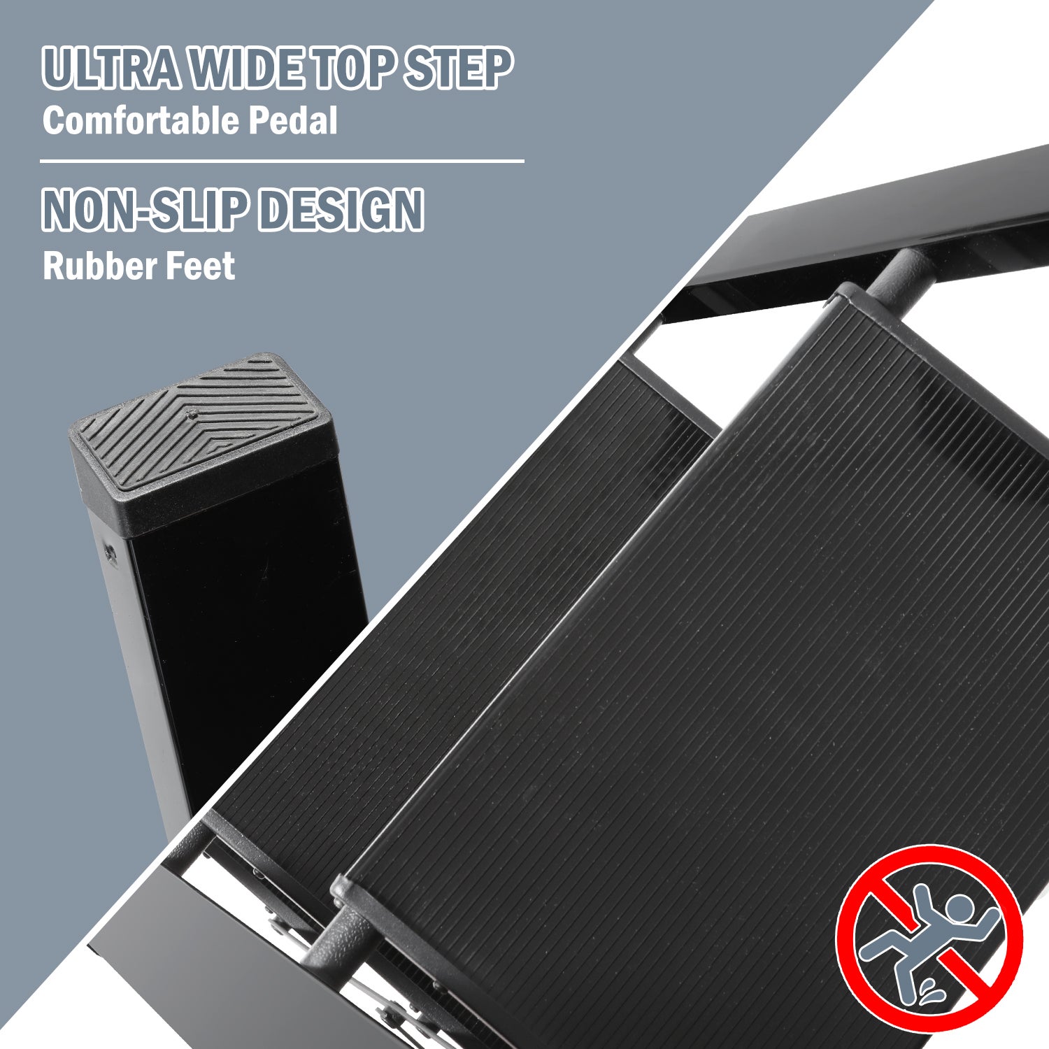 Escabeau Pliant,Échelle en alliage d'aluminium 150kg capacité - 4 marches Noir, environ 110CM - 4