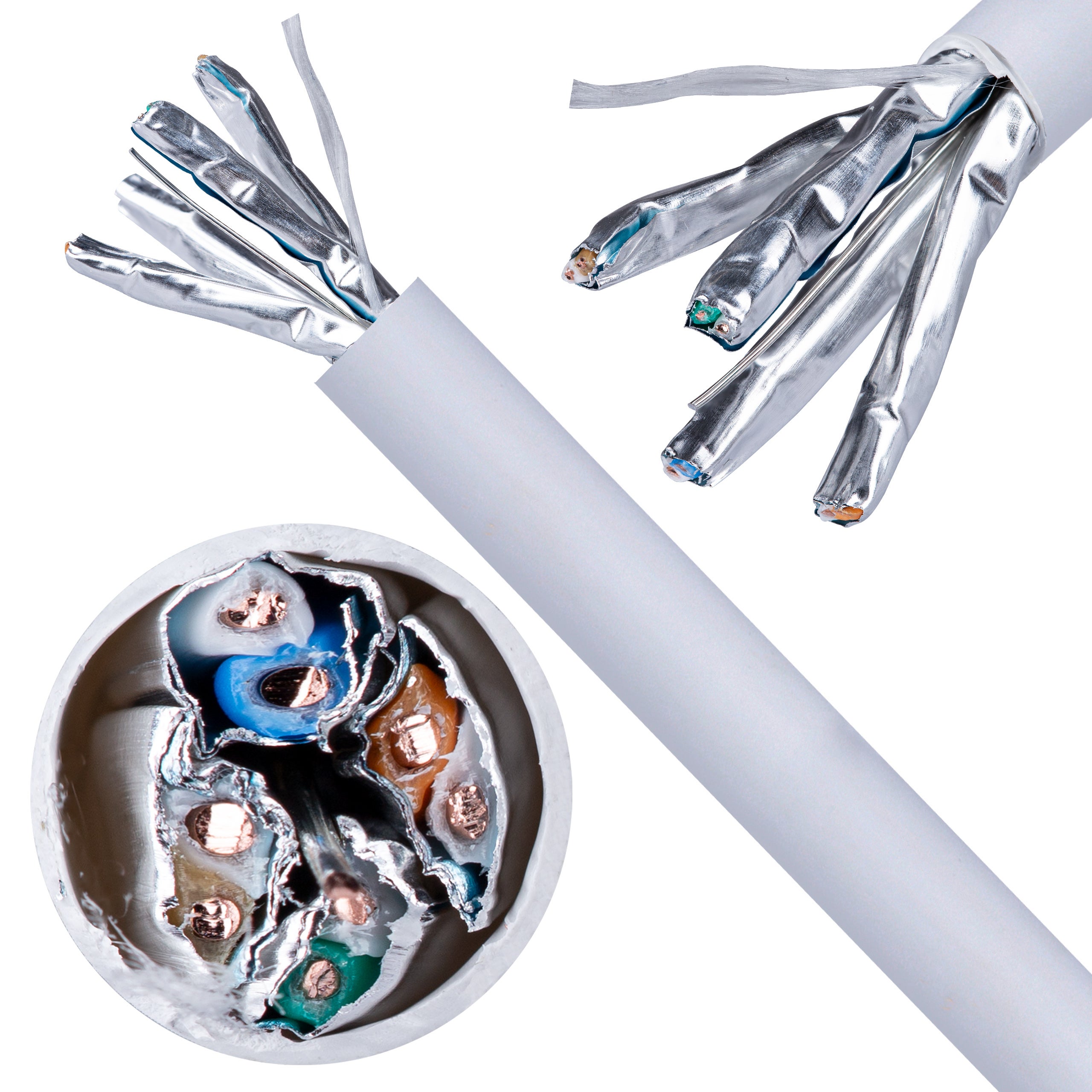 Kabel sieciowy U/FTP kat.6A skrętka 4x2x0,57mm wewnętrzny Dca bezhalogenowy LSOH szary Alantec 100m