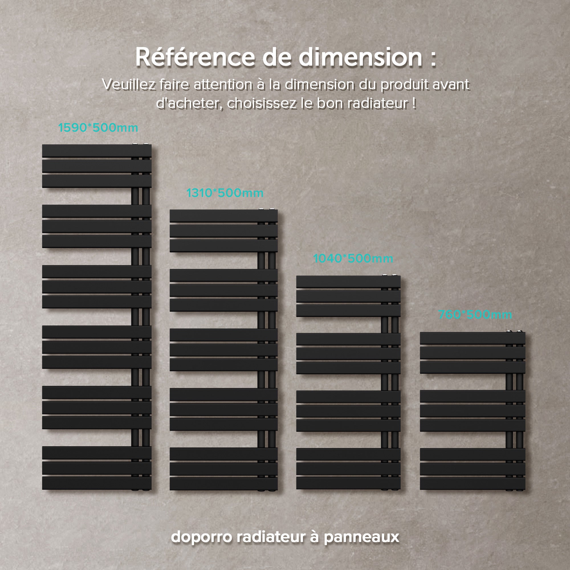 doporro Radiateur de Salle de Bain Sèche-Serviette 131x40cm Radiateur à Eau Chaude Gris Noir Sèche-Serviettes Design FN - 7