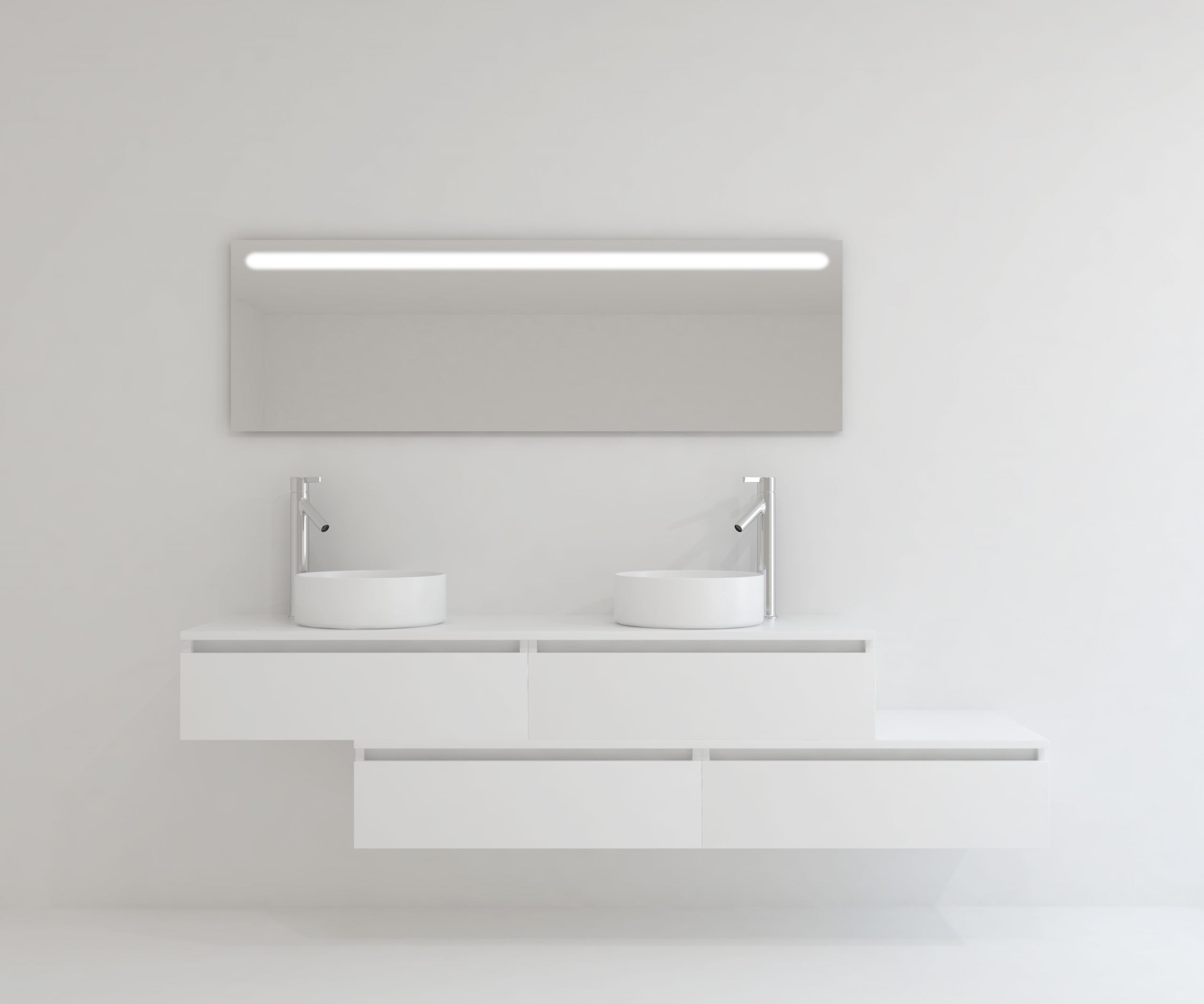 Ensemble de meubles de salle de bain Mapau TOURAINE blanc 160 cm + double vasque + miroir LED - 2