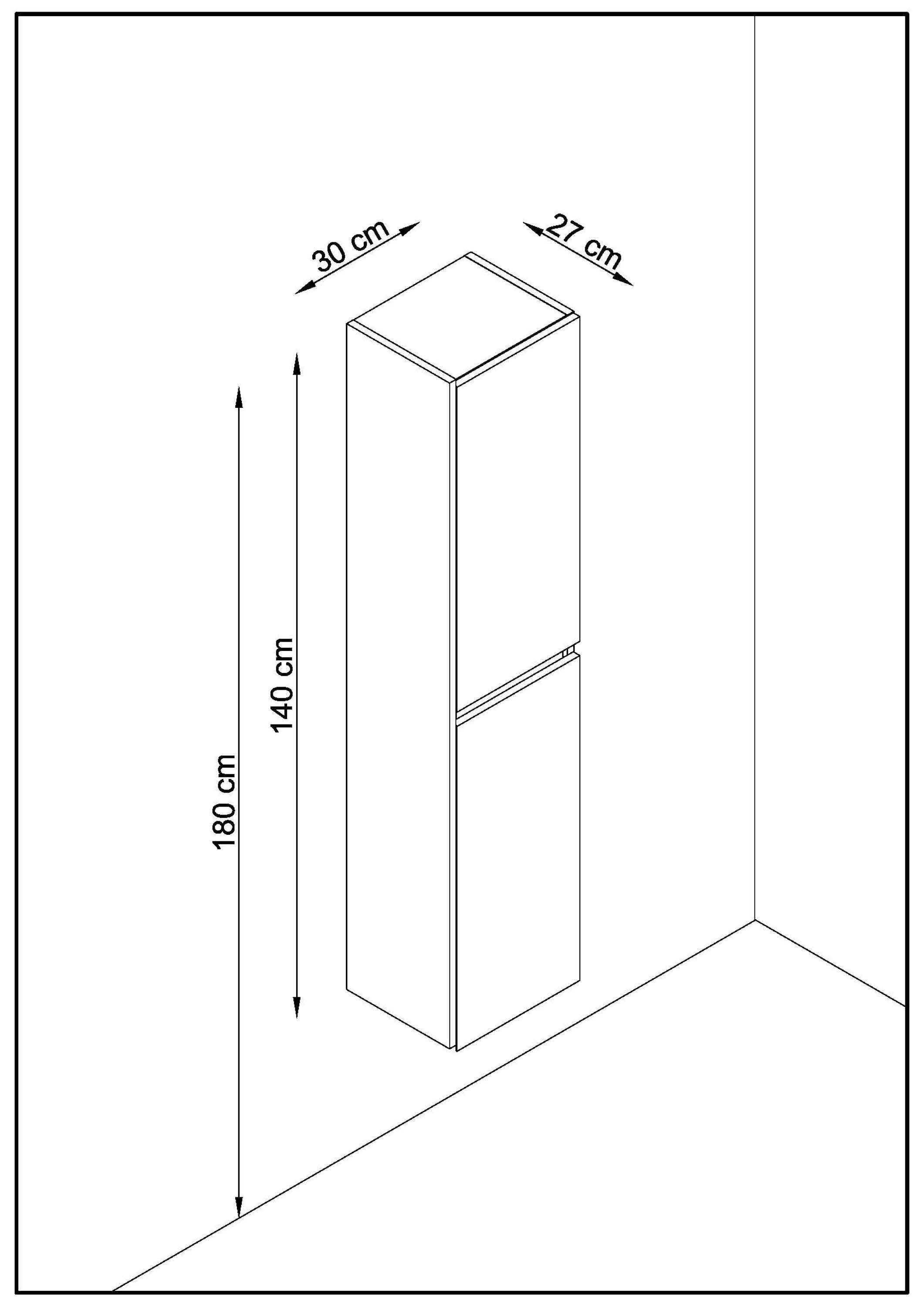Columna de baño NELI 2 puertas 140x30x27 cm roble y negro T-BATH - 3