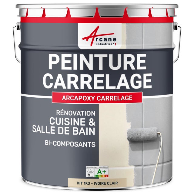Peinture Carrelage cuisine, Salle de bain: ARCAPOXY CARRELAGE Ivoire Clair - RAL 1015 - 1 kg (jusqu'à 10 m² en 2 couches) - ARCANE INDUSTRIES