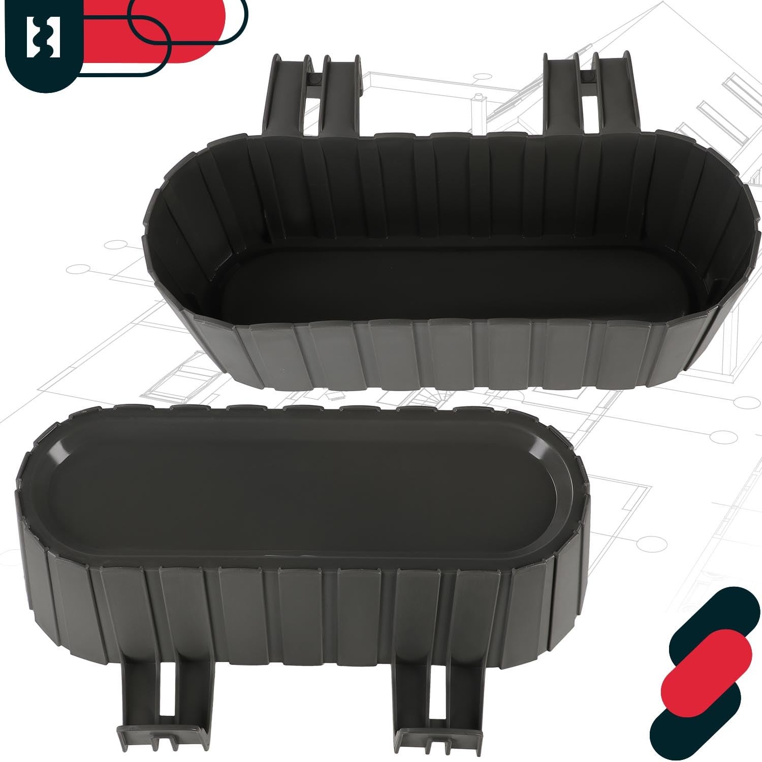 Jardinière Extérieur - Pot de Fleur - PVC - 40 x 15 x 15 cm - Gris - Jardinière Balcon - Rectangulaire - Légère - avec Support pou KOTARBAU - 6