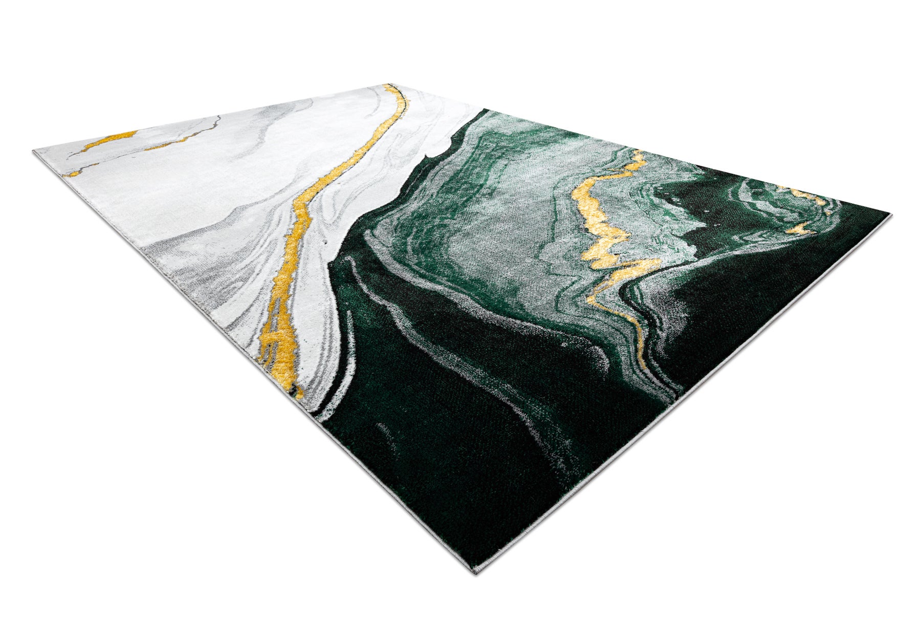Dywan EMERALD ekskluzywny 1017 glamour, stylowy marmur butelkowa zieleń / złoty 160x220 cm - 4