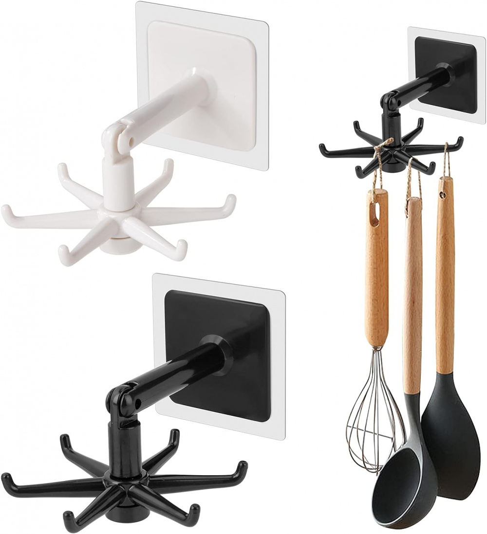 Uchwyt na przybory kuchenne bez wiercenia 360° obrotowy organizer na łyżkę i szpatułkę pod szafką