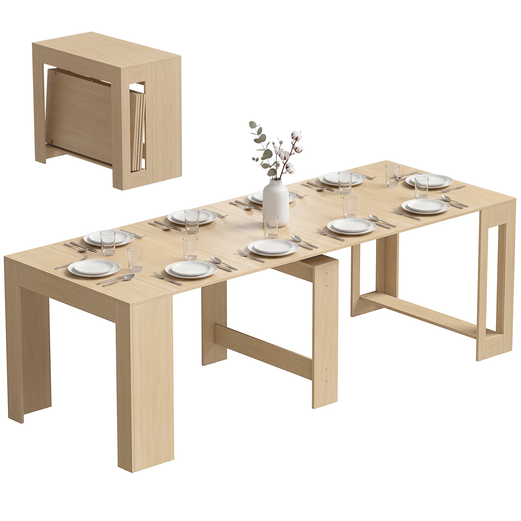 Console extensible pour 10 personnes, effet bois clair | Leroy Merlin