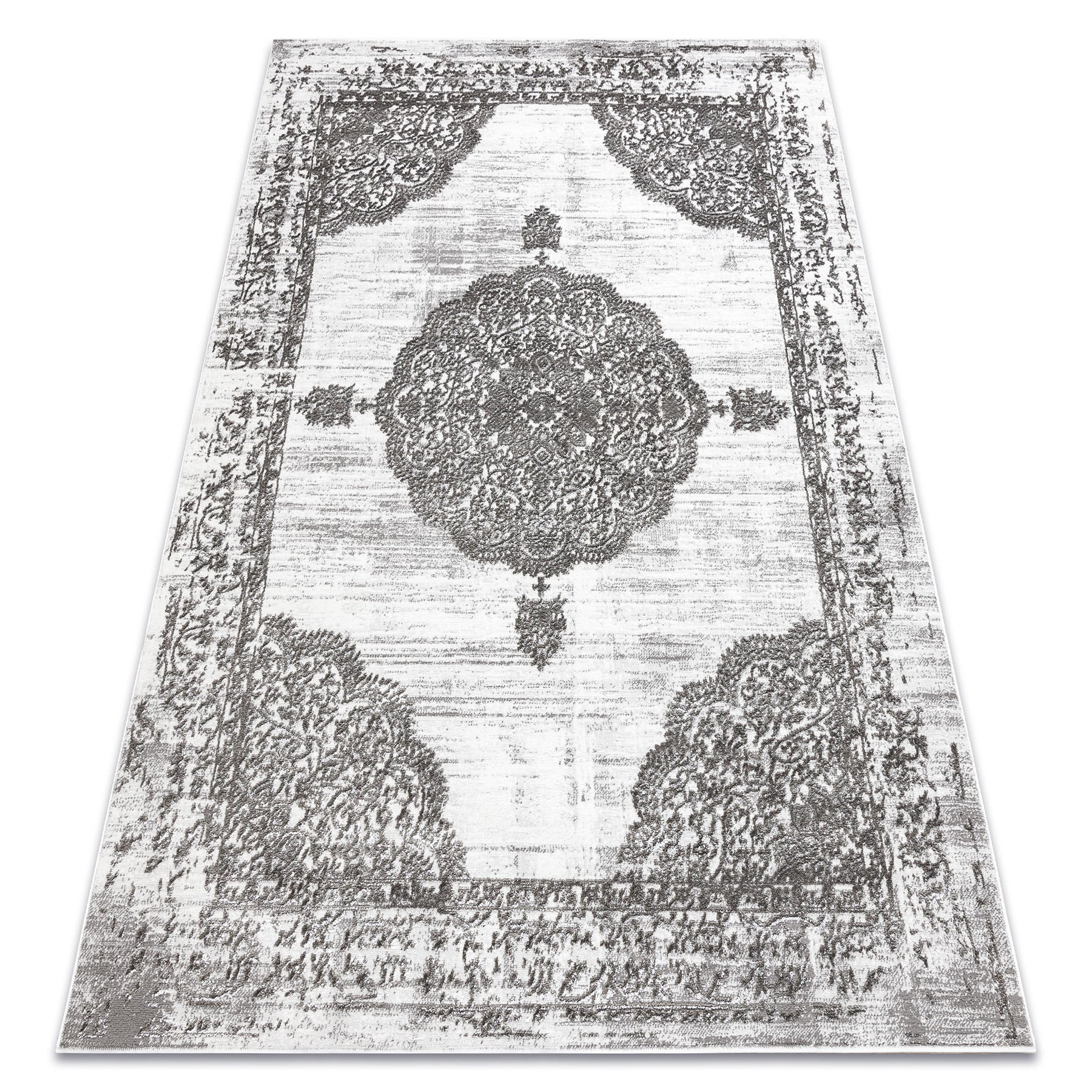 Alfombra lira e1468 rosetón, estructural, moderna, glamour - gris 120x170 cm