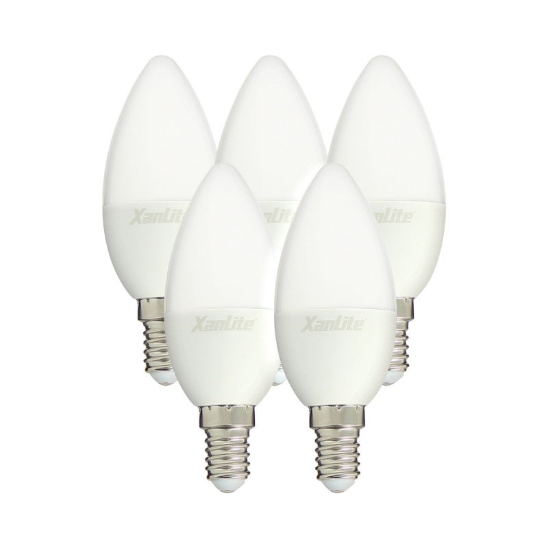 Xanlite - Lot x5 Ampoules LED flamme, culot E14, 5,5W cons. (40W éq ...