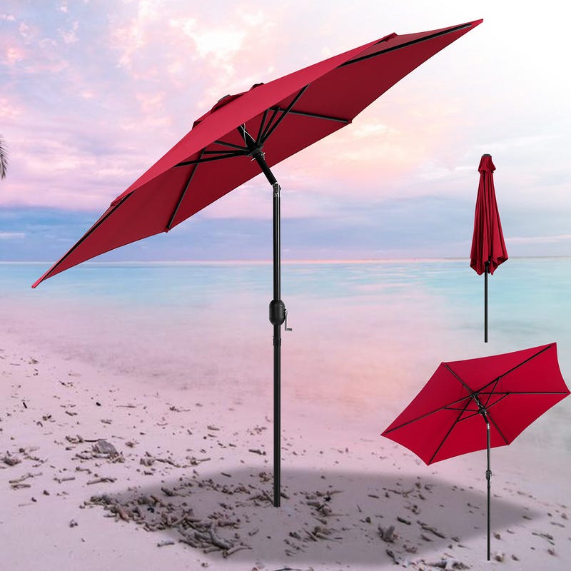 Sombrilla De Hawaiana Reclinable 2,7M--UPF 30+ Protección Solar Para Arena Playa Jardin Terraza Playa Rojo 91578066