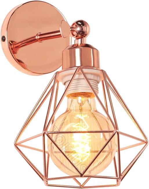 Kinkiet wewnętrzny, vintage industrialna lampa sufitowa E27 metalowa lampa ścienna, regulowana o 180° lampa, różowa