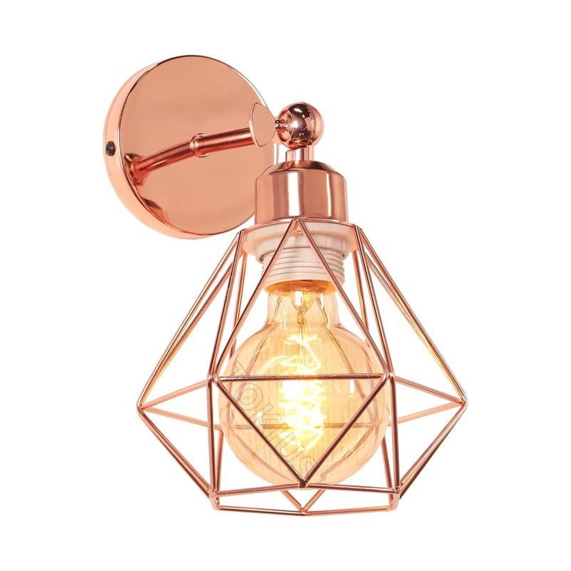 Kinkiet wewnętrzny, vintage industrialna lampa sufitowa E27 metalowa lampa ścienna, regulowana o 180° lampa, różowa