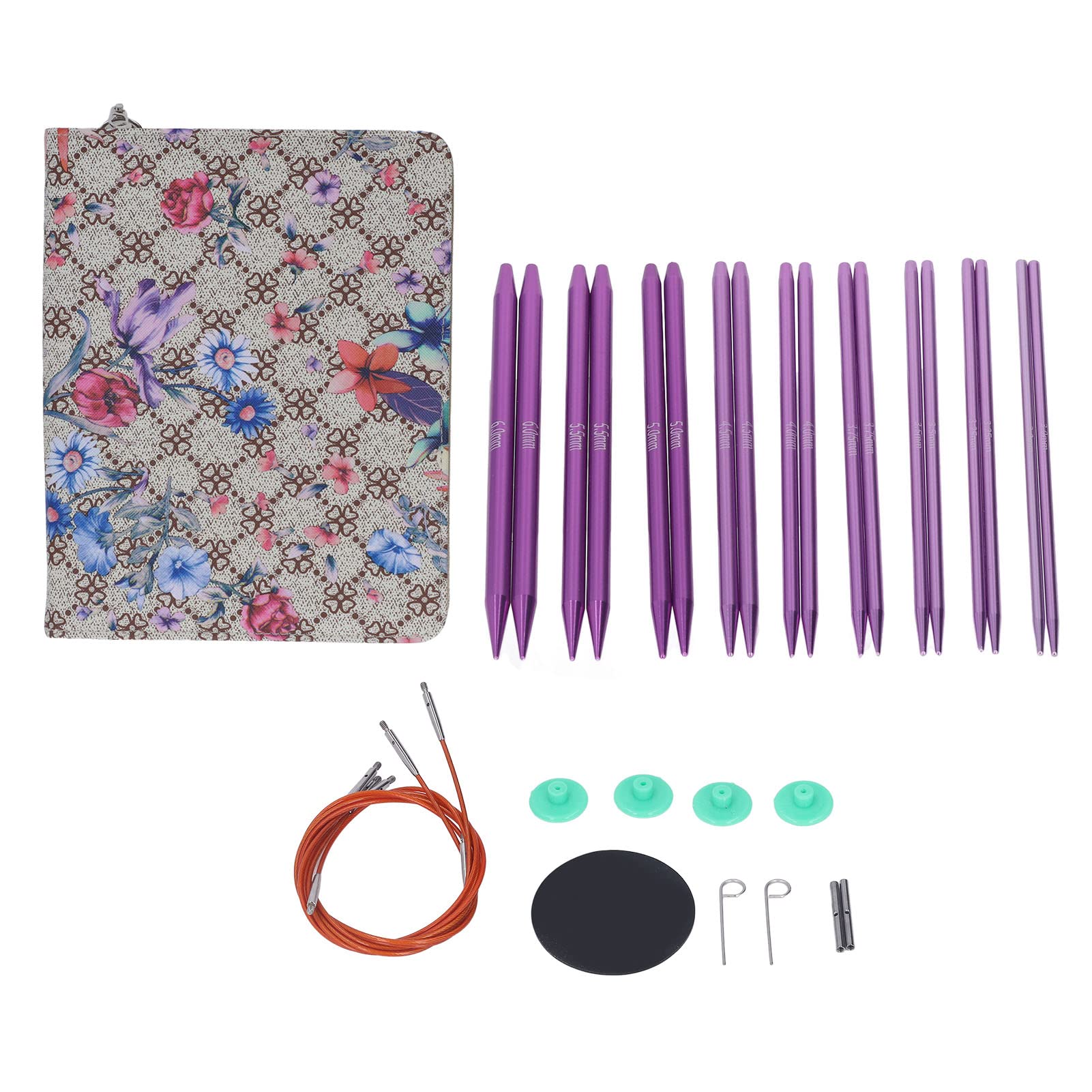 Ensemble 9 Paires Aiguilles à Tricoter Circulaires Interchangeables 3-6mm - Métal Avec Poignées Ergonomiques