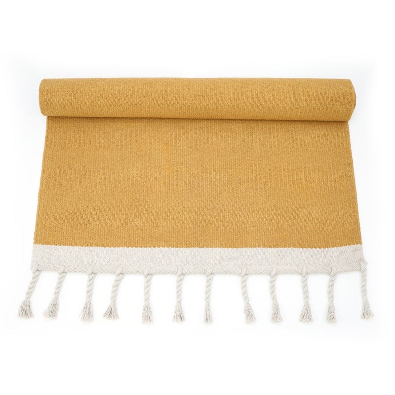 Tapis Contemporain Rectangle Coton recyclé 100x150cm Lisboa moutarde - 5