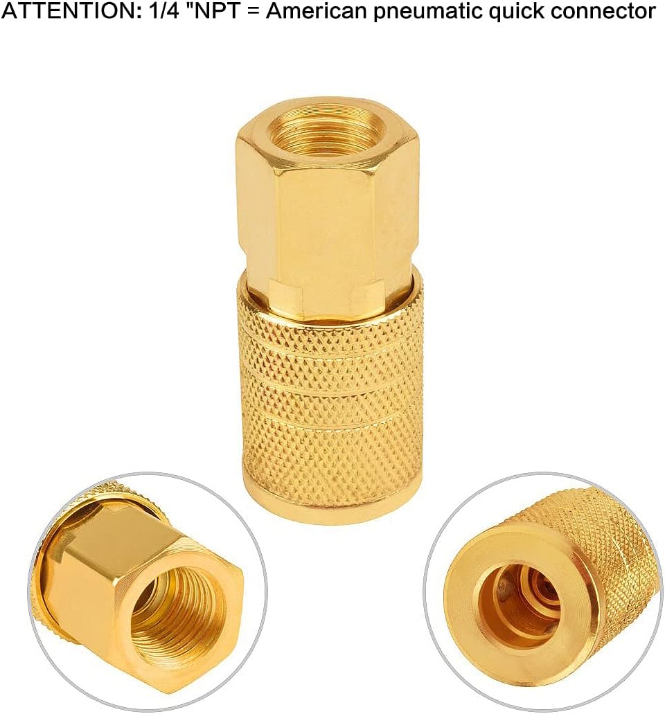 Connettore Rapido Per Aria Compressa 1/4" NPT - In Ottone, Per Compressori E Attrezzi Pneumatici