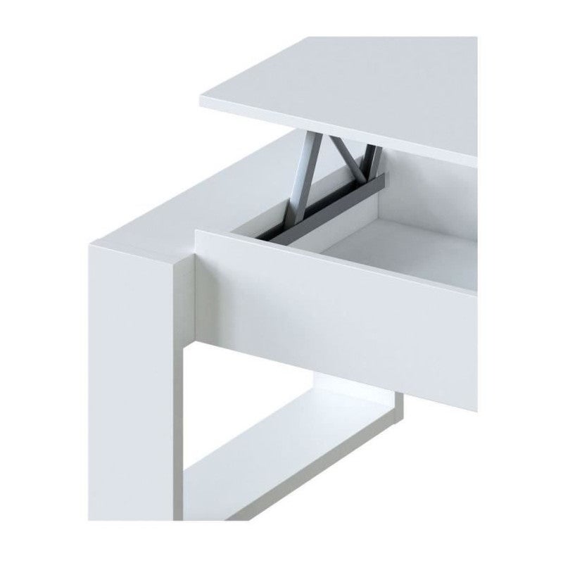 Table basse relevable - Mélaminé blanc - L 105 x P 55 x H 45 cm NOVA - 6