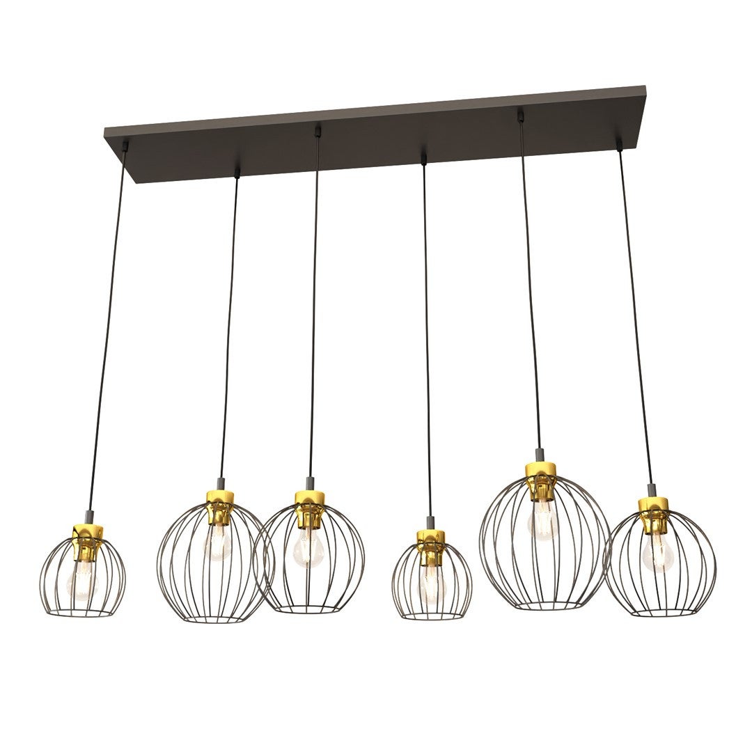 Lampa wisząca Nando czarno-złota 6xE27x15W wym: 140 x 125 x 24 cm metal Emibig