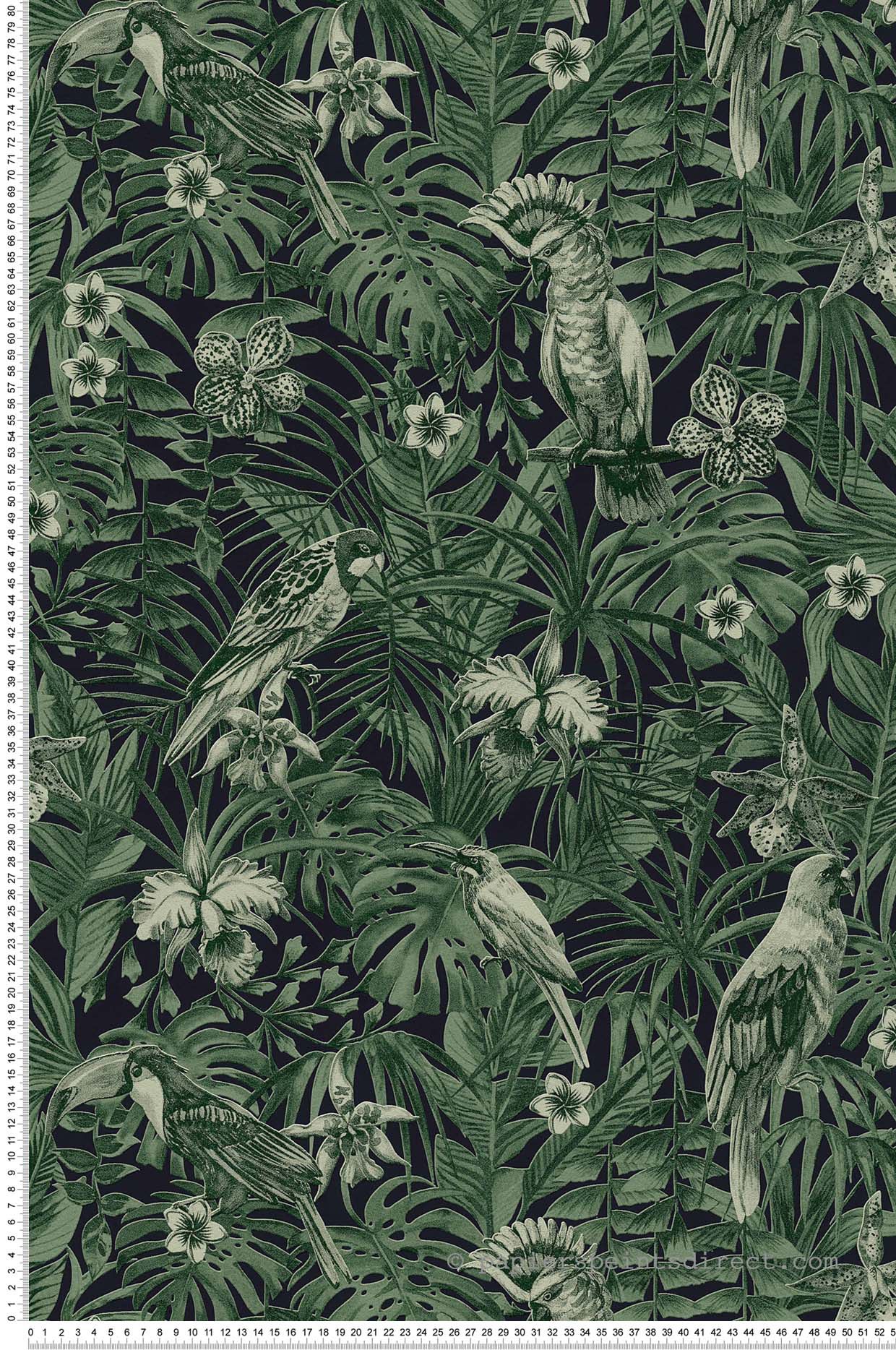 Tapeta tropikalne liście zielonymIczarnym - 53 cm x 10.05 m - A.S. CRÉATION