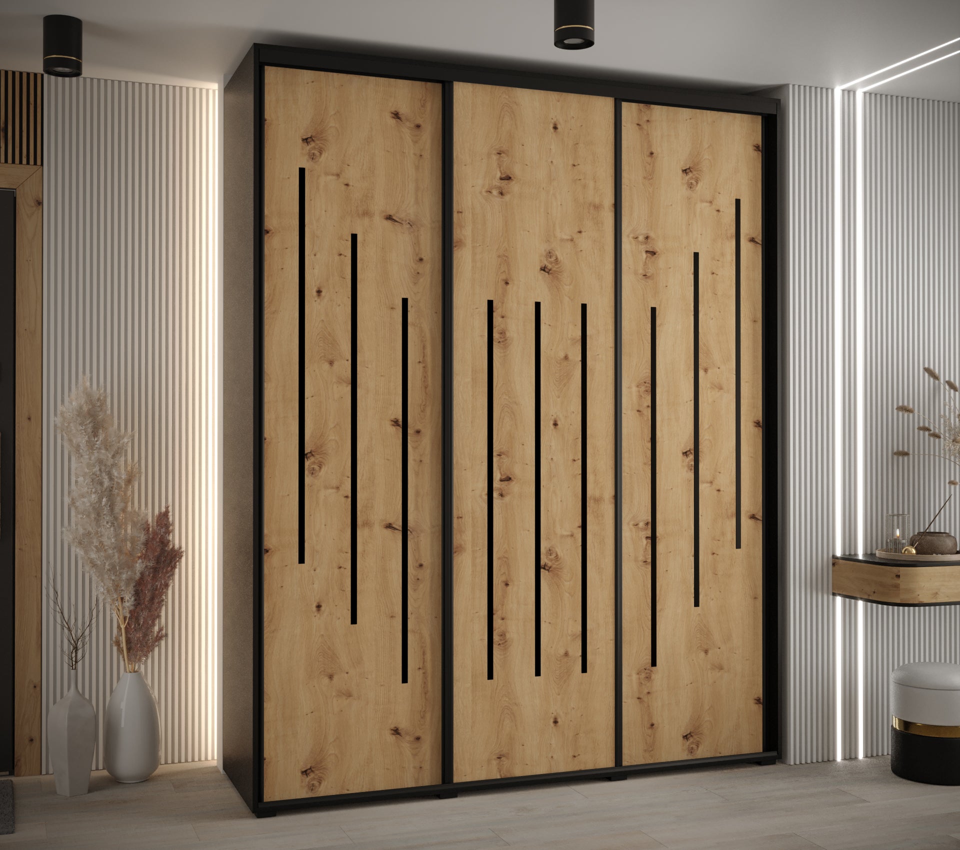 Szafa przesuwna wysoka Davos 8 200 x 60 x 235,2 cm czarny + artisan + u. czarny - Abiks Meble - 2