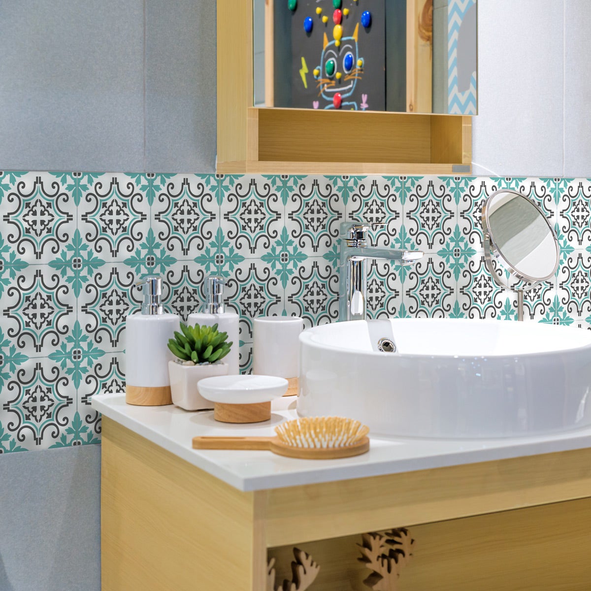 9 adesivi piastrelle di cemento azulejos Renata - Sticker adesivo - adesivi murali - 9stickers10x10cm - 3