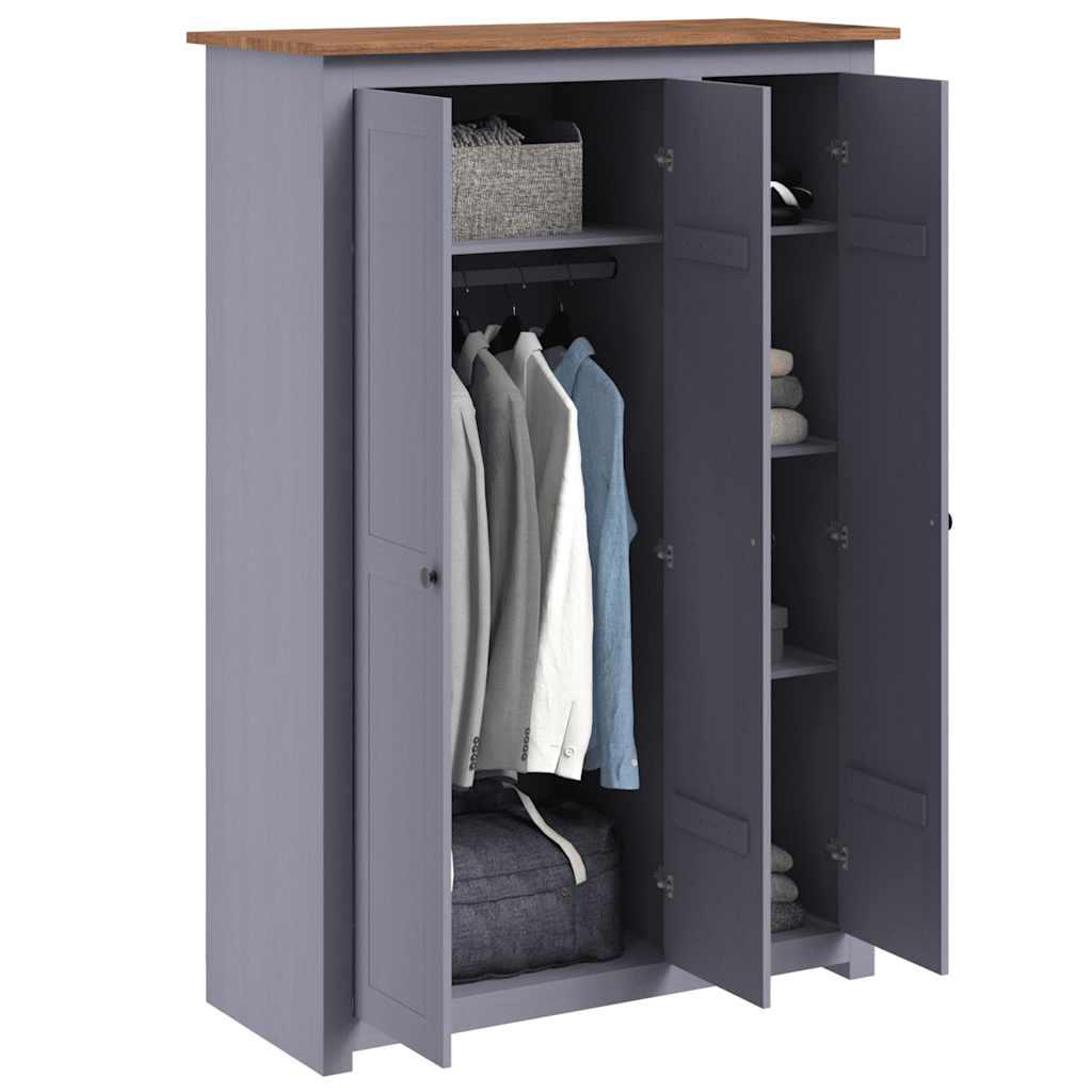 Garde-robe 3 portes Gris 118x50x171,5 cm Pin Assortiment Panama vidaXL - 4