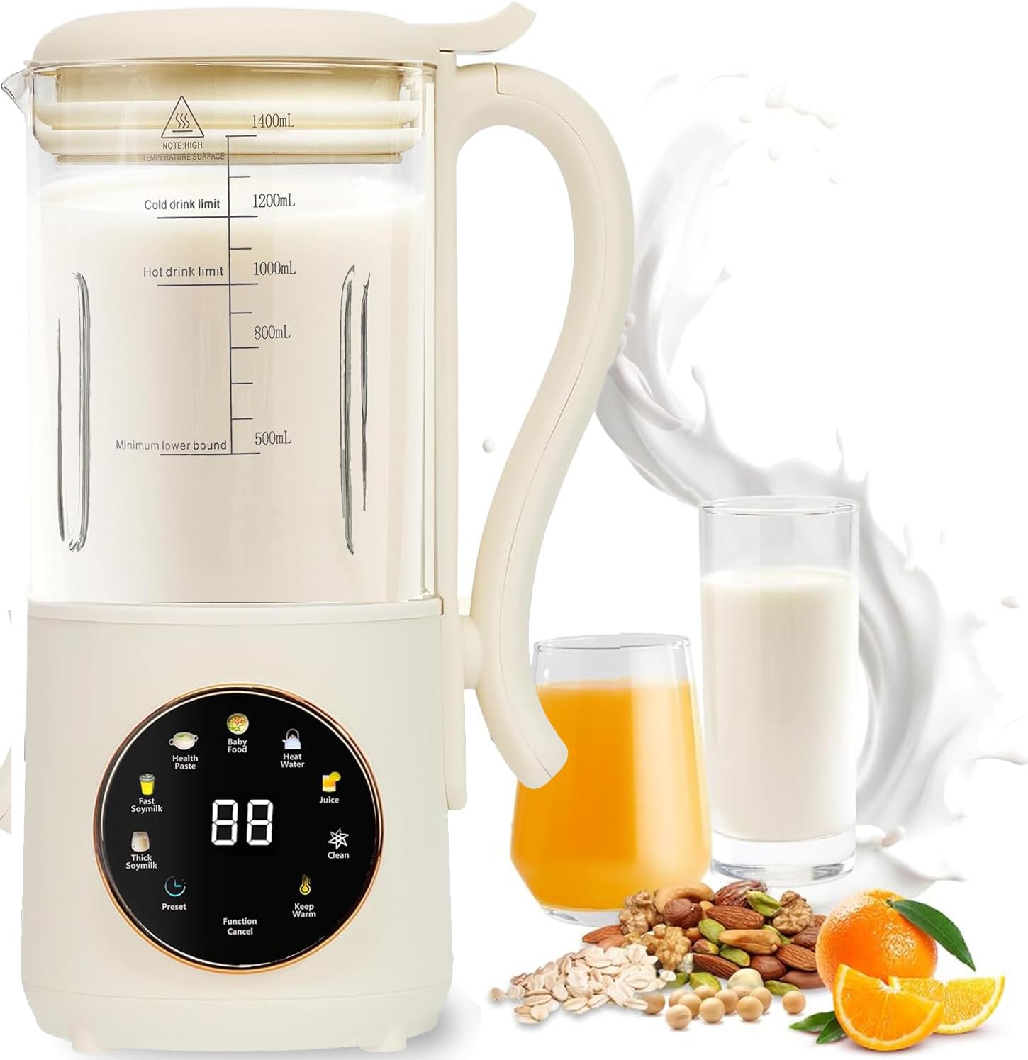 Machine à Lait Végétaux, 1.4L Machine à Lait de Noix Automatique ...