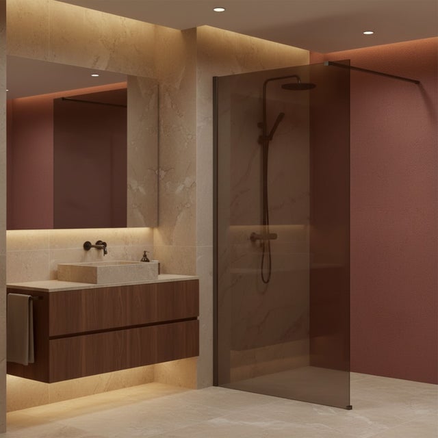 Ścianka Prysznicowa / Kabina Prysznicowa Walk-In Rea Flexi Brown Tytan , 80 , Szkło Przydymiony Brąz 6mm