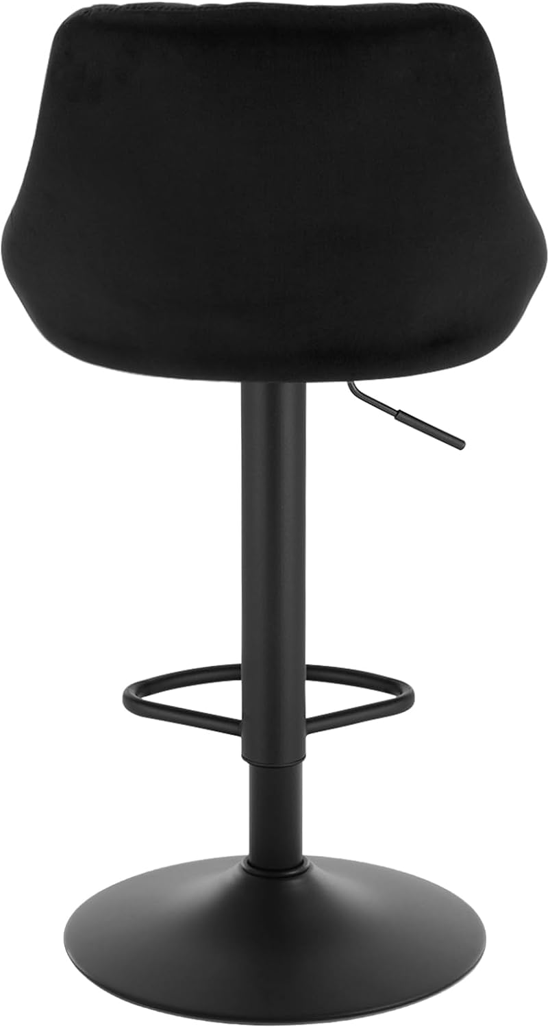 Lot de 2 Tabourets de bar WOLTU, siège bien rembourré en velours, Chaises de bar Hauteur réglable, Noir - 6