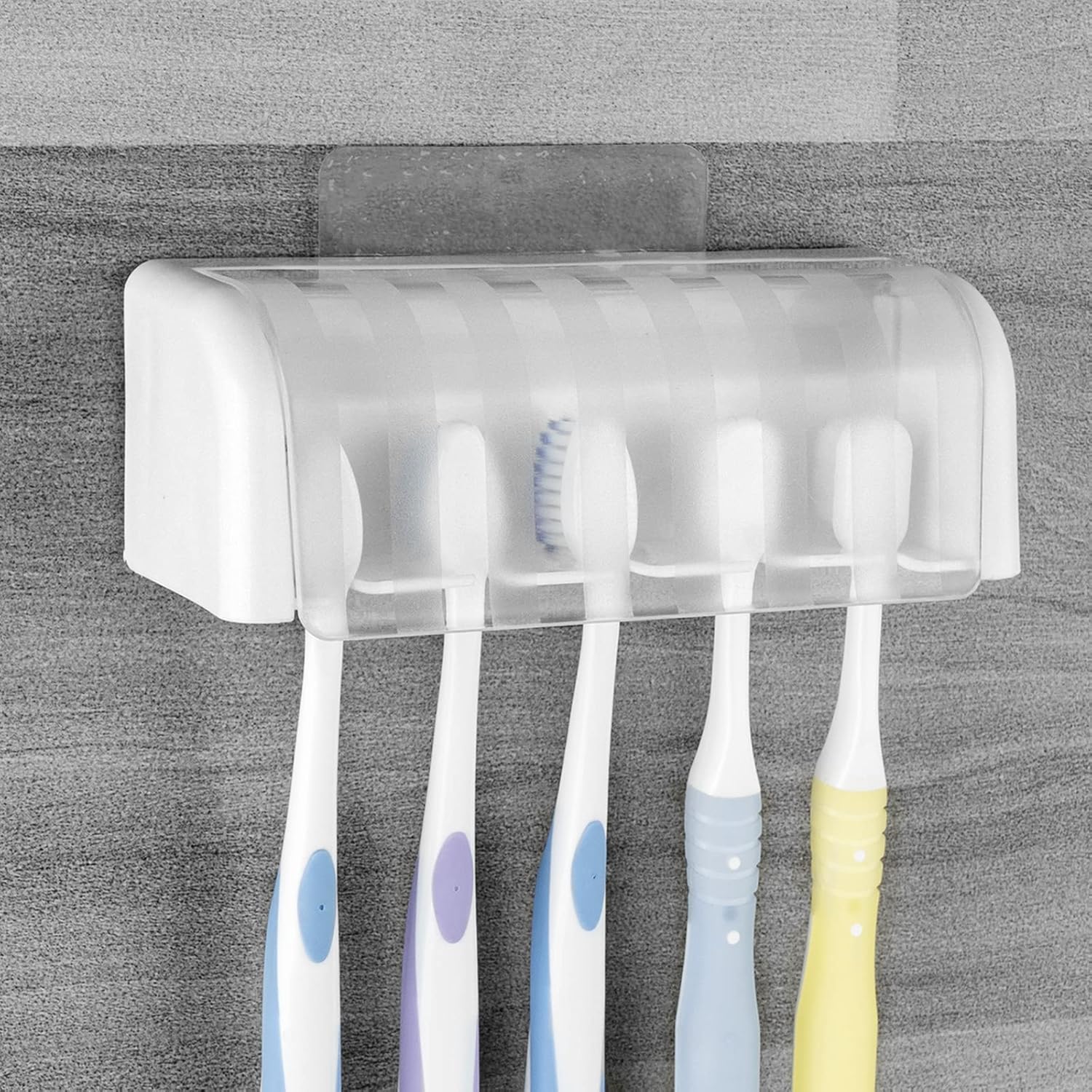 Support Mural Autocollant Pour Brosse à Dents – Porte Brosse & Dentifrice Blanc – Salle De Bain Sans Perçage