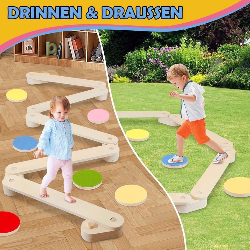 Planche d'equilibre pour enfants d'équilibre en bois pour l'entraînement de la coordination Extérieur&Intérieur Planche 70*10*1.8 cm - 5