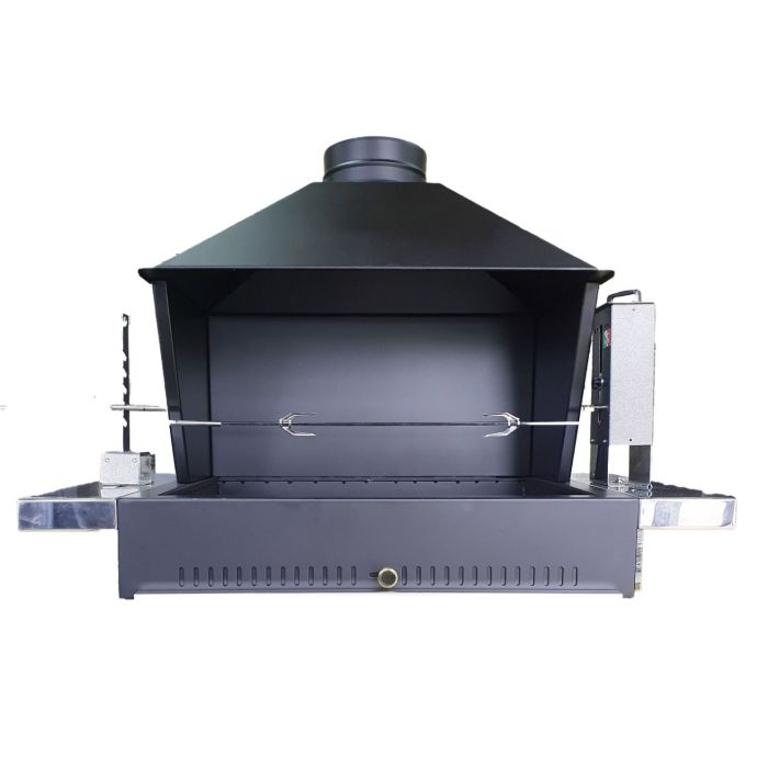 Barbecue Portatile Greco-Cipriota Foukou - Con Girarrosto Regolabile In Altezza, Vassoio In Acciaio, Per Souvla E Souvlaki