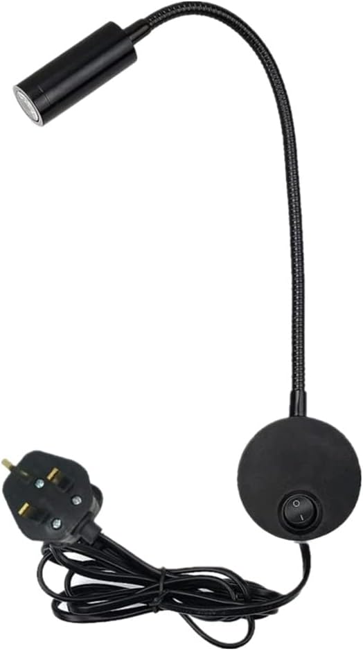 Lampa do czytania na giętkiej szyjce 3W z włącznikiem/wyłącznikiem (ciepła czerń)