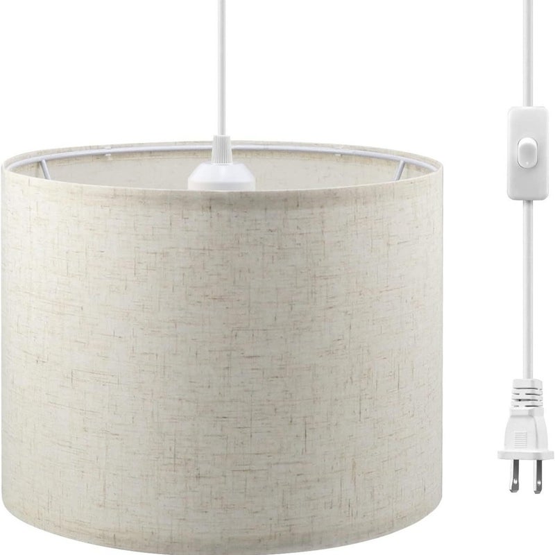 Prosty nowoczesny żyrandol, żyrandol z lnianą osłoną w standardzie europejskim, kolor lniany (należy przynieść własną żarówkę E27)