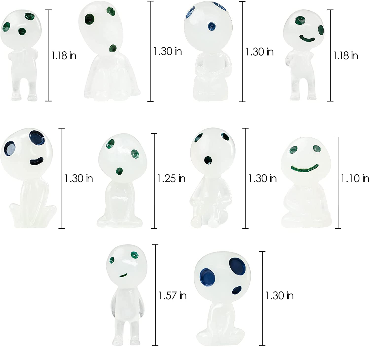 20 Pcs Glow in the Dark Arbre Elfes Alien Decor, Miniature Kit Fantôme Lumineux pour Micro Paysage Halloween Jardin Décor, Vert - 2