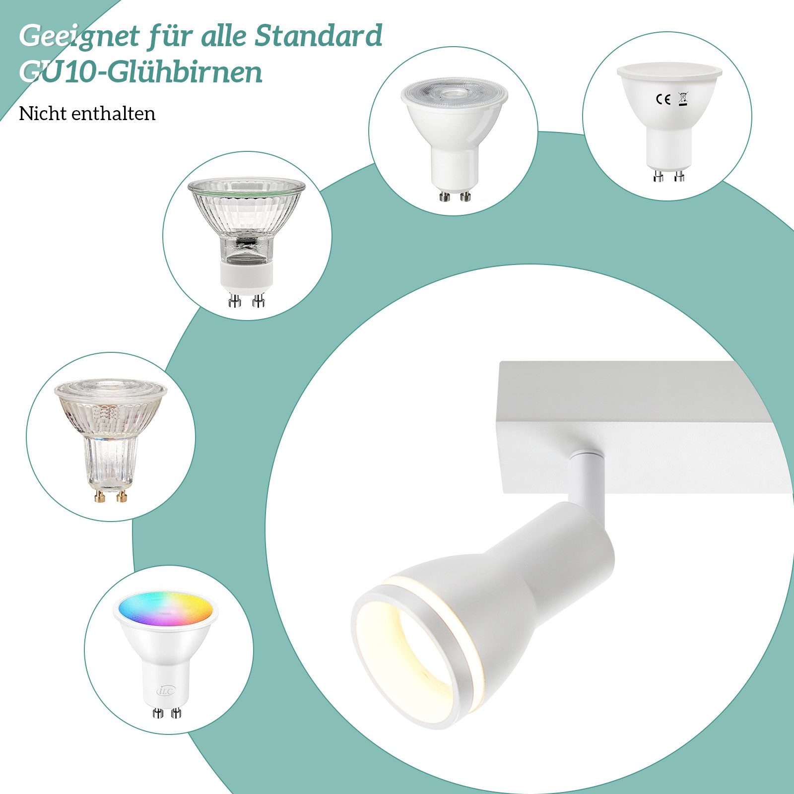 NETTLIFE Spot de plafond LED 2 ampoules blanc salon plafonnier spot orientable GU10 spot lampe moderne - 2