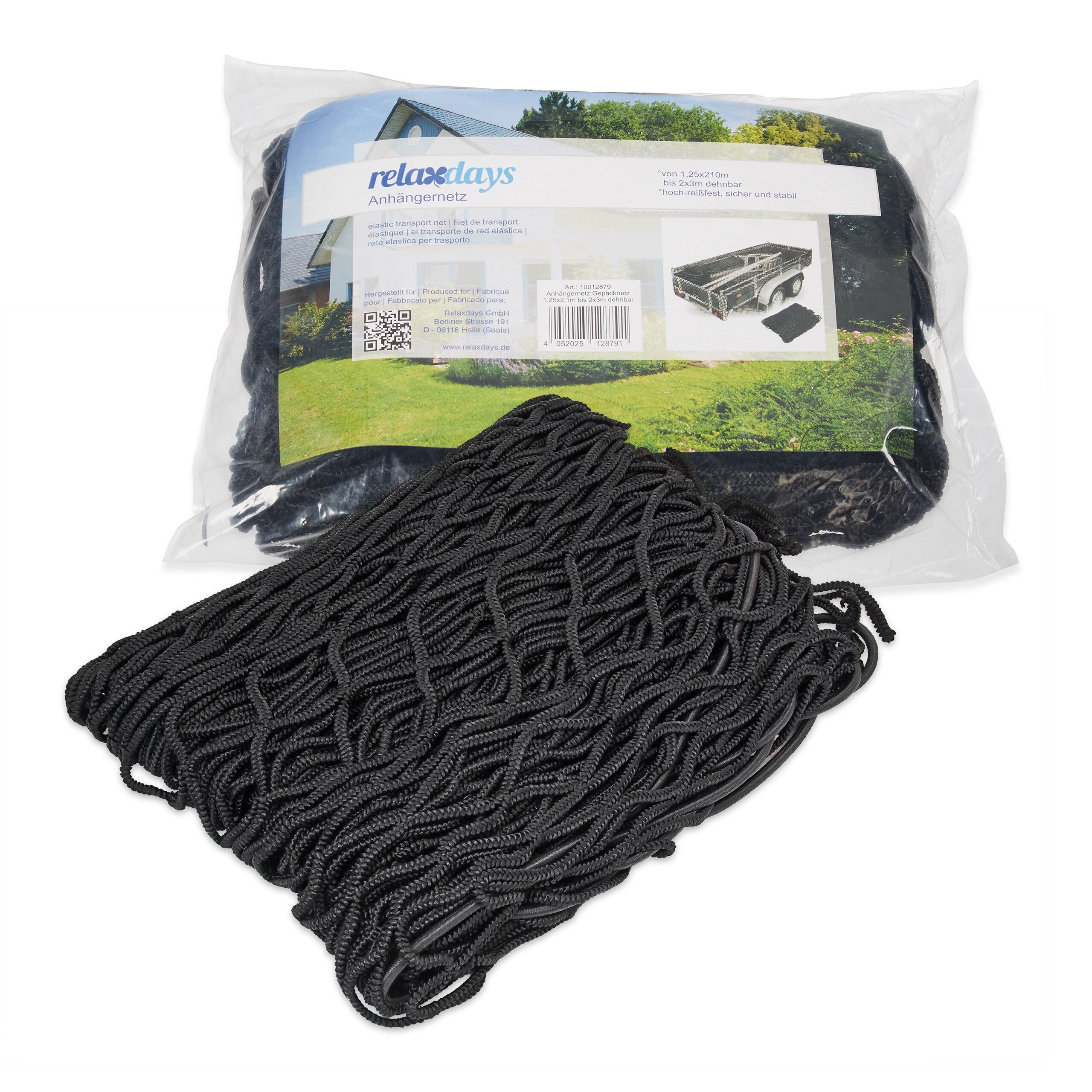 Filet de chargement en PE noir pour remorque et coffre, 2,10 x 1,25 m, extensible jusqu'à 3 x 2 m, Relaxdays - 8