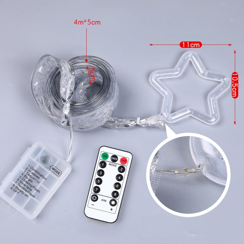 Topo de árvore de Natal de 4 m com luz LED e fita, decoração de estrela de árvore de Natal com controlo remoto, decoração de Natal, luz de Natal - 5